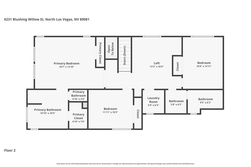 2,070/Mo, 6231 Blushing Willow St North Las Vegas, NV 89081 Floor Plan View 2