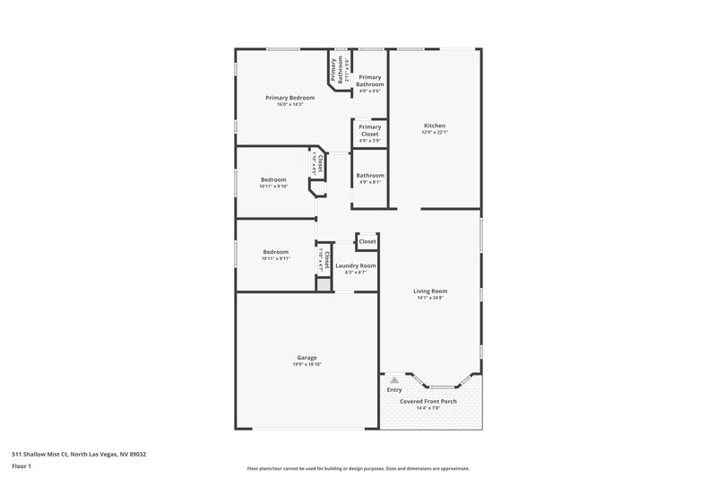 1,900/Mo, 511 Shallow Mist Ct North Las Vegas, NV 89032 Floor Plan View