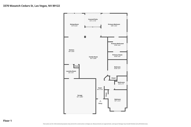 1,945/Mo, 3370 Wasatch Cedars St Las Vegas, NV 89122 Floor Plan View