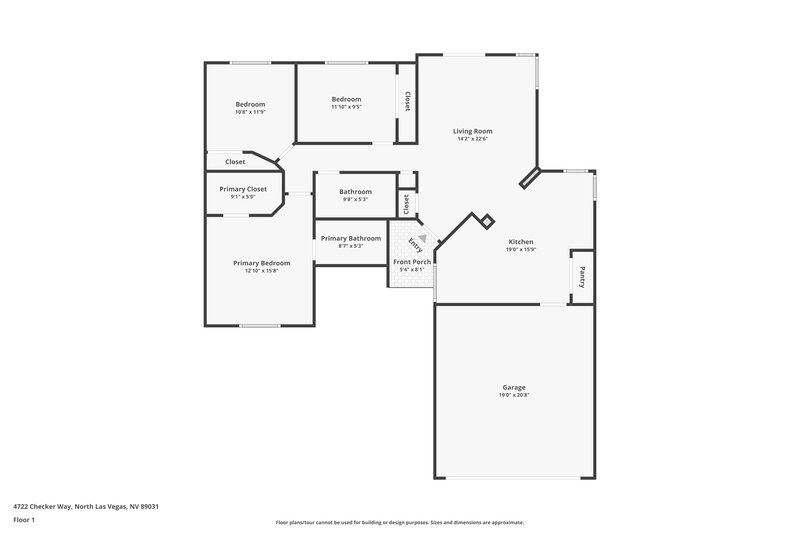 1,890/Mo, 4722 Checker Way North Las Vegas, NV 89031 Floor Plan View