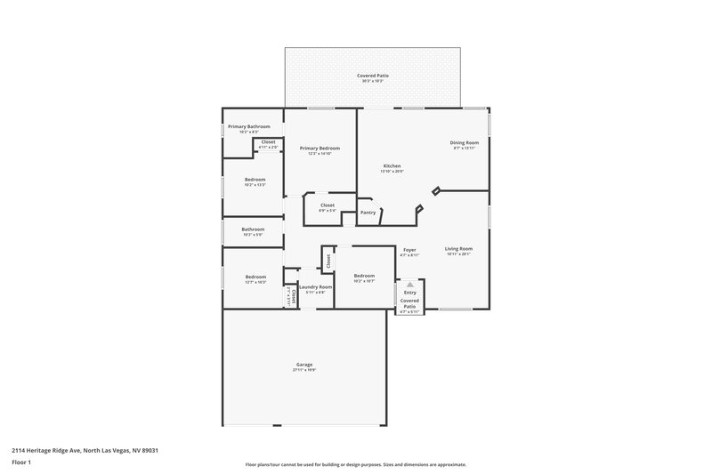 2,045/Mo, 2114 Heritage Ridge Ave North Las Vegas, NV 89031 Floor Plan View