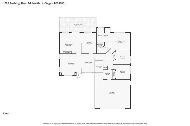 2,270/Mo, 1690 Rushing River Rd North Las Vegas, NV 89031 Floor Plan View