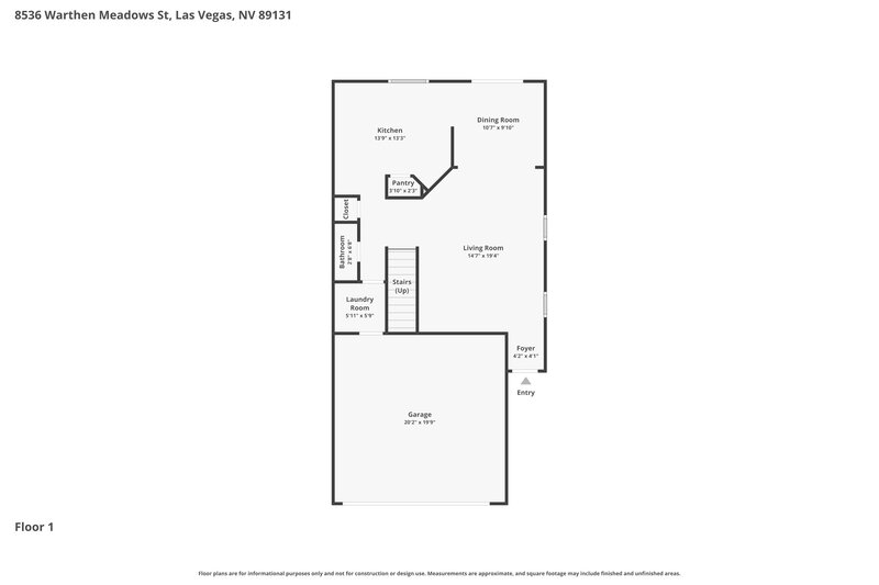 2,195/Mo, 8536 Warthen Meadows St Las Vegas, NV 89131 Floor Plan View