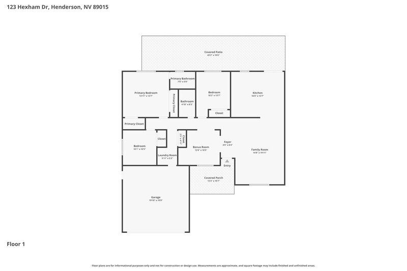 2,165/Mo, 123 Hexham Dr Henderson, NV 89015 Floor Plan View