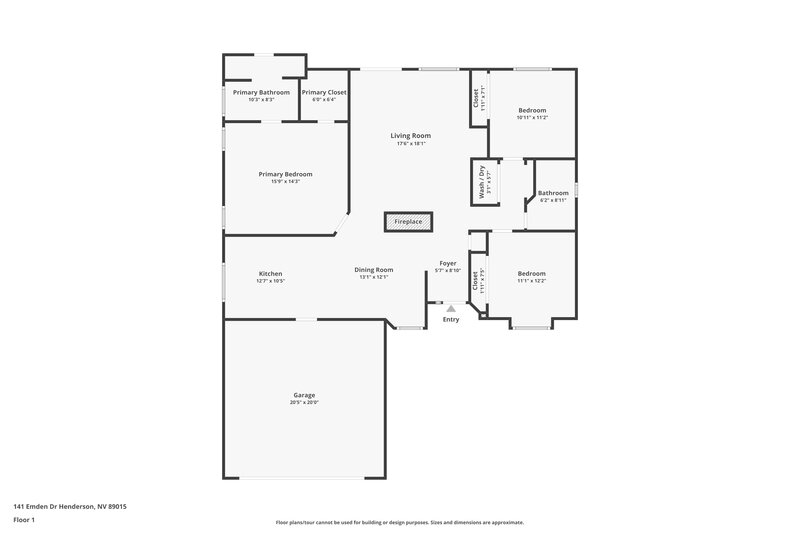 2,215/Mo, 141 Emden Dr Henderson, NV 89015 Floor Plan View