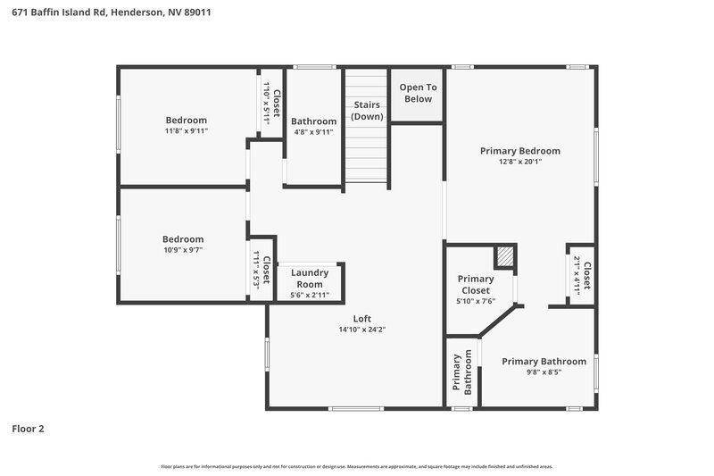 1,990/Mo, 671 Baffin Island Rd Henderson, NV 89011 Floor Plan View 2