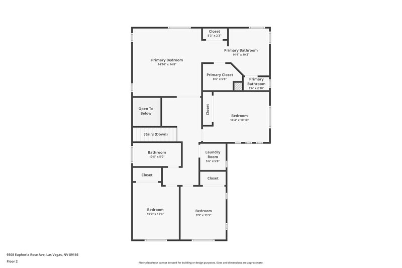 2,265/Mo, 9308 Euphoria Rose Ave Las Vegas, NV 89166 Floor Plan View 2