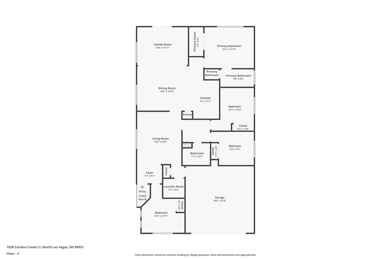 2,035/Mo, 1928 Caribou Creek Ct North Las Vegas, NV 89031 Floor Plan View