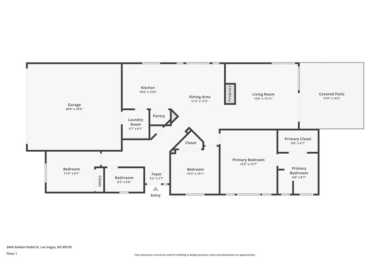 1,855/Mo, 3445 Golden Pedal St Las Vegas, NV 89129 Floor Plan View