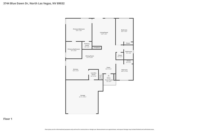 1,935/Mo, 3744 Blue Dawn Dr North Las Vegas, NV 89032 Floor Plan View