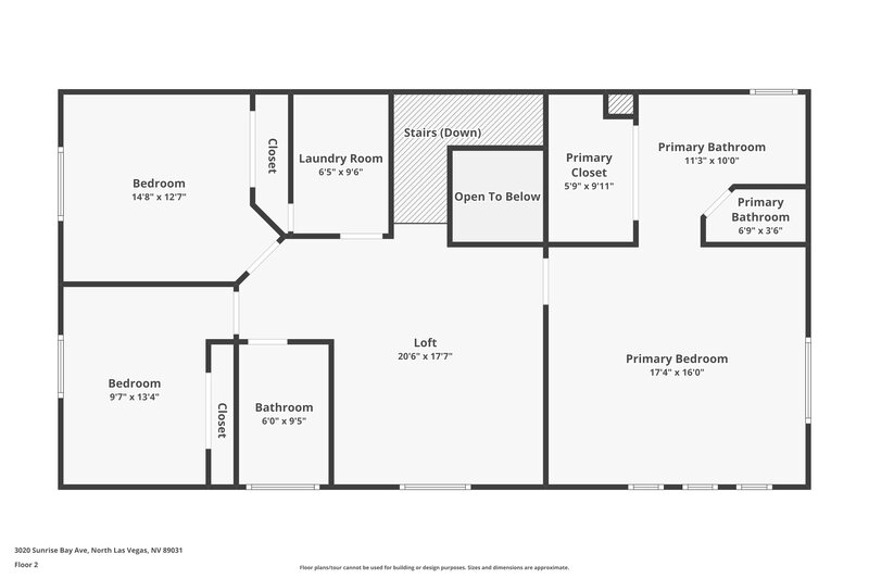2,400/Mo, 3020 Sunrise Bay Ave North Las Vegas, NV 89031 Floor Plan View 2