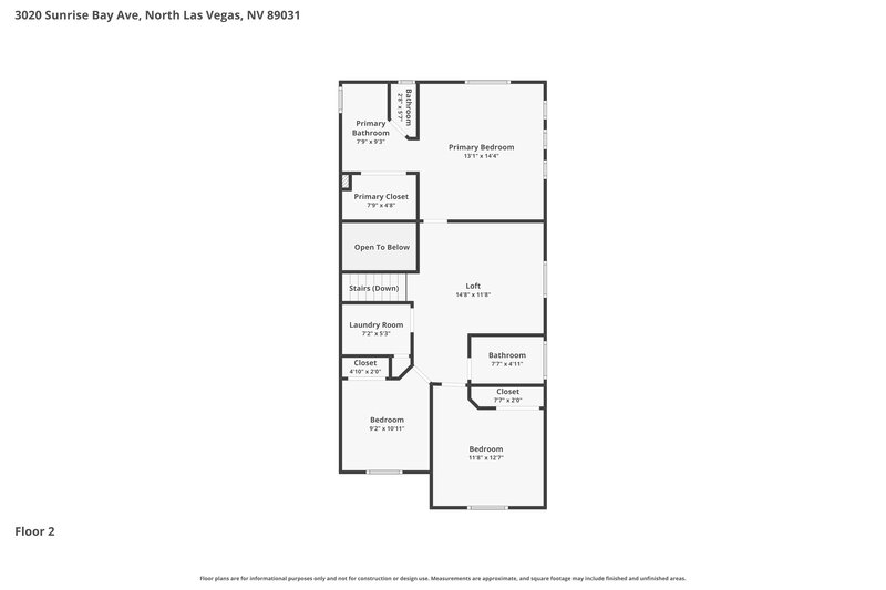 1,855/Mo, 3020 Sunrise Bay Ave North Las Vegas, NV 89031 Floor Plan View 2