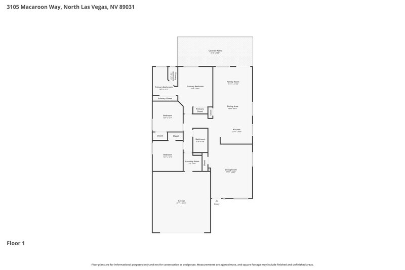 2,040/Mo, 3105 Macaroon Way North Las Vegas, NV 89031 Floor Plan View