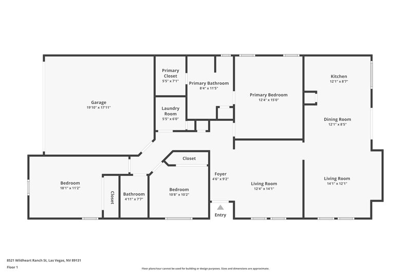 1,975/Mo, 8521 Wildheart Ranch St Las Vegas, NV 89131 Floor Plan View