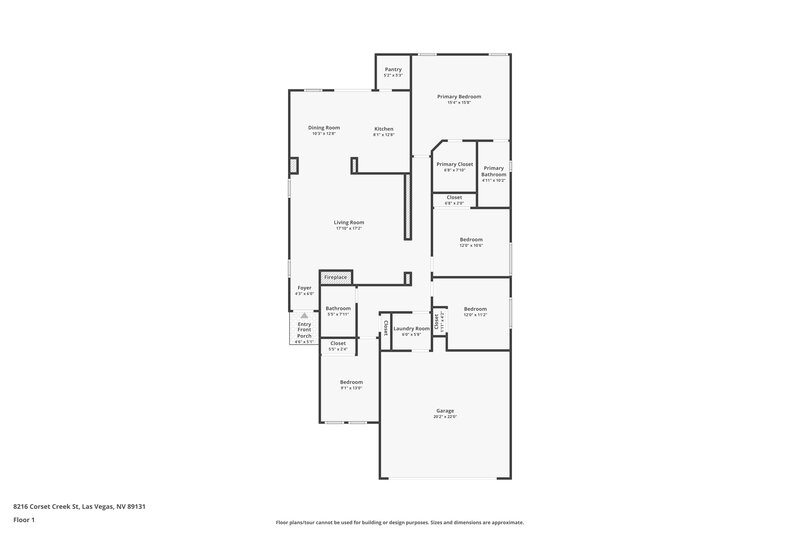 1,970/Mo, 8216 Corset Creek St Las Vegas, NV 89131 Floor Plan View