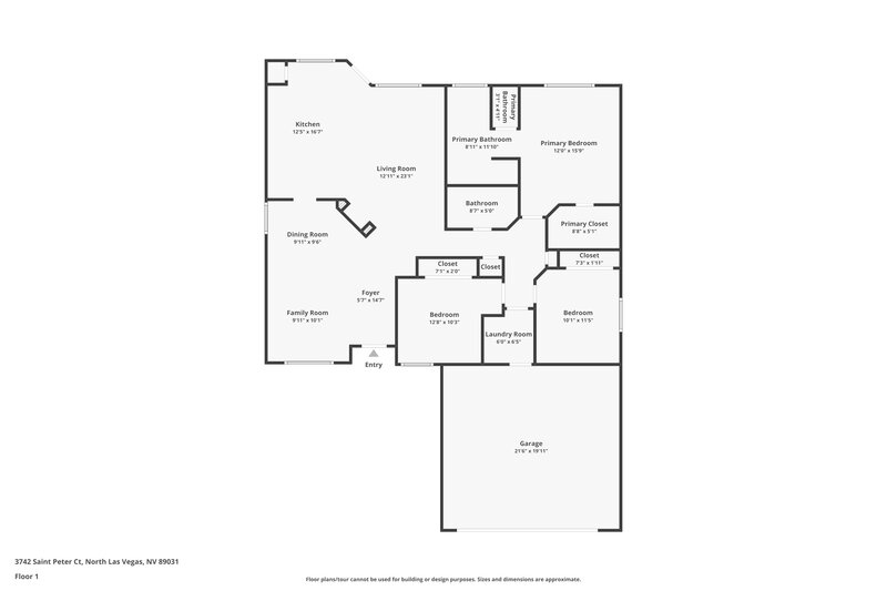 2,020/Mo, 3742 Saint Peter Ct North Las Vegas, NV 89031 Floor Plan View