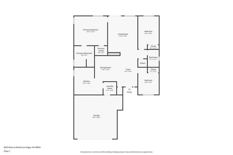 2,090/Mo, 6227 Eliza Lane North Las Vegas, NV 89031 Floor Plan View