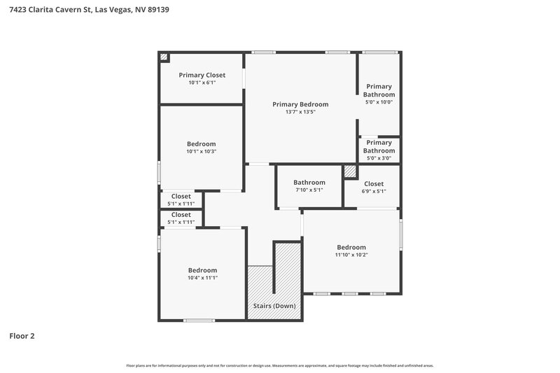 2,195/Mo, 7423 Clarita Cavern St Las Vegas, NV 89139 Floor Plan View 2