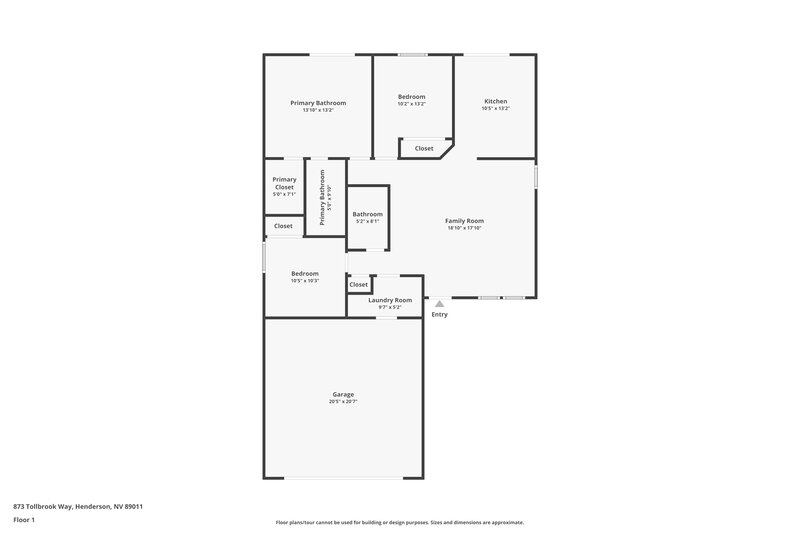 2,015/Mo, 873 Tollbrook Way Henderson, NV 89011 Floor Plan View