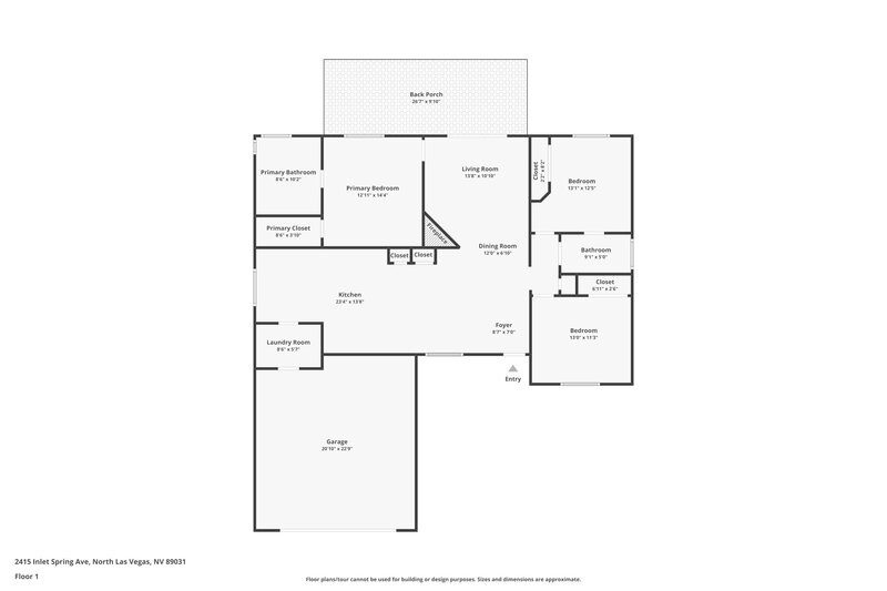 2,085/Mo, 2415 Inlet Spring Ave North Las Vegas, NV 89031 Floor Plan View