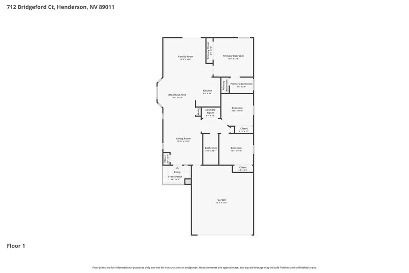 2,060/Mo, 712 Bridgeford Ct Henderson, NV 89011 Floor Plan View