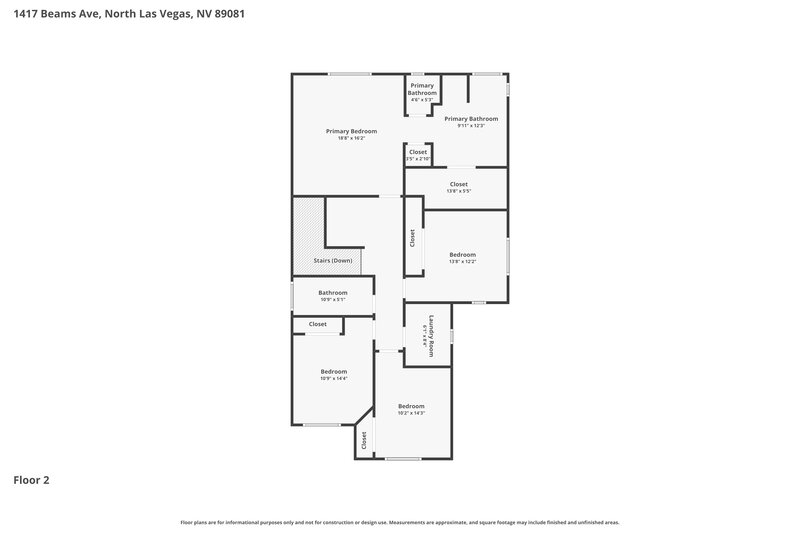 2,295/Mo, 1417 Beams Ave North Las Vegas, NV 89081 Floor Plan View