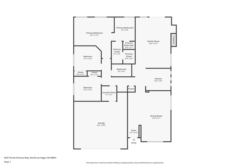 1,925/Mo, 5037 Via De Fortuna Way North Las Vegas, NV 89031 Floor Plan View