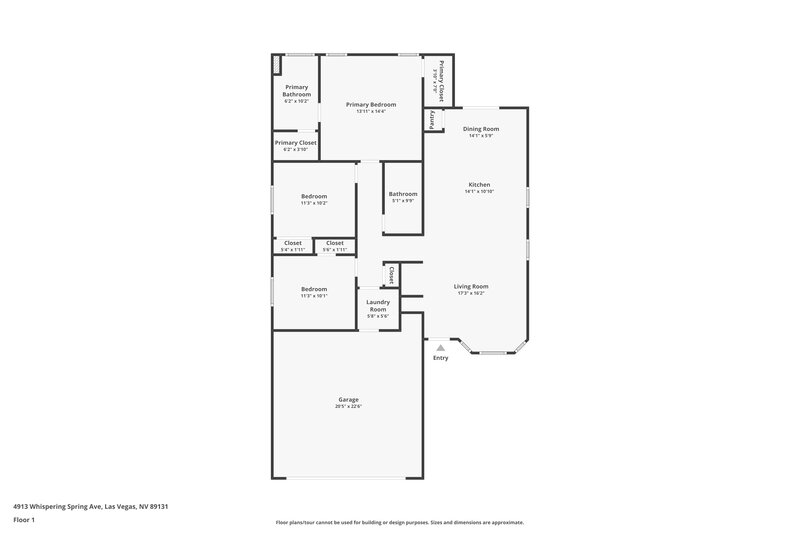 1,895/Mo, 4913 Whispering Spring Ave Las Vegas, NV 89131 Floor Plan View