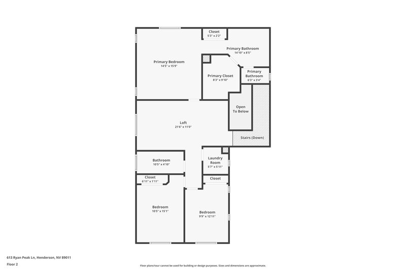 2,470/Mo, 613 Ryan Peak Ln Henderson, NV 89011 Floor Plan View 2