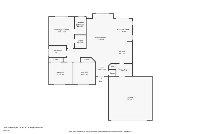 1,975/Mo, 3008 Silver Canyon Lane North Las Vegas, NV 89031 Floor Plan View