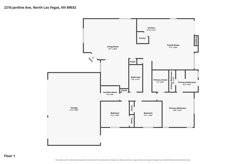 2,175/Mo, 2216 Jardine Ave North Las Vegas, NV 89032 Floor Plan View
