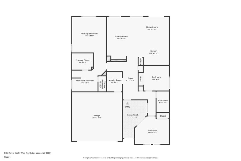 2,200/Mo, 5402 Royal Yacht Way North Las Vegas, NV 89031 Floor Plan View