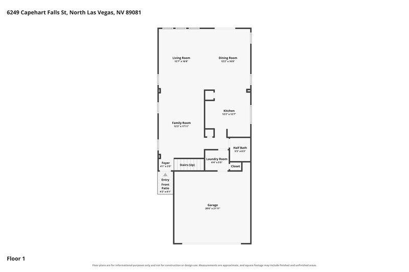 1,910/Mo, 6249 Capehart Falls Street North Las Vegas, NV 89081 Floor Plan View