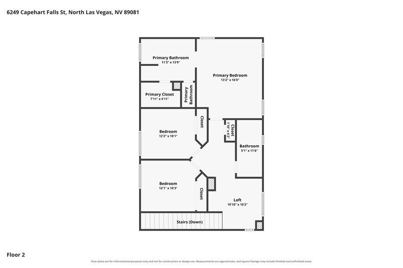 1,910/Mo, 6249 Capehart Falls Street North Las Vegas, NV 89081 Floor Plan View 2