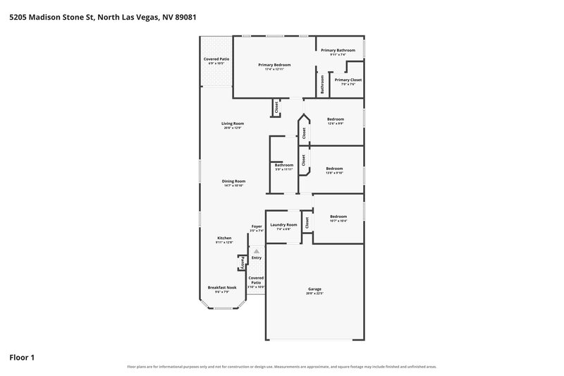 1,945/Mo, 5205 Madison Stone St North Las Vegas, NV 89081 Floor Plan View