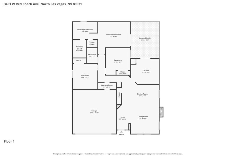 2,105/Mo, 3401 W Red Coach Ave North Las Vegas, NV 89031 Floor Plan View