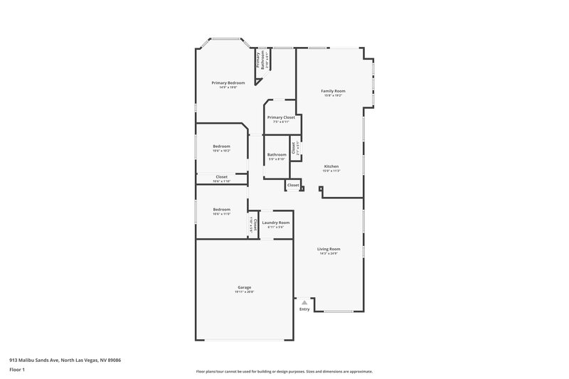 2,075/Mo, 913 Malibu Sands Ave North Las Vegas, NV 89086 Floor Plan View
