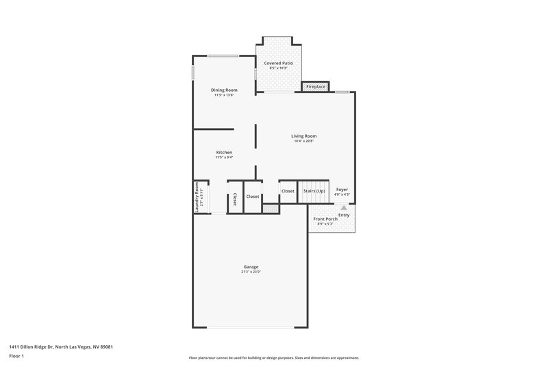 1,910/Mo, 1411 Dillon Ridge Dr North Las Vegas, NV 89081 Floor Plan View 2