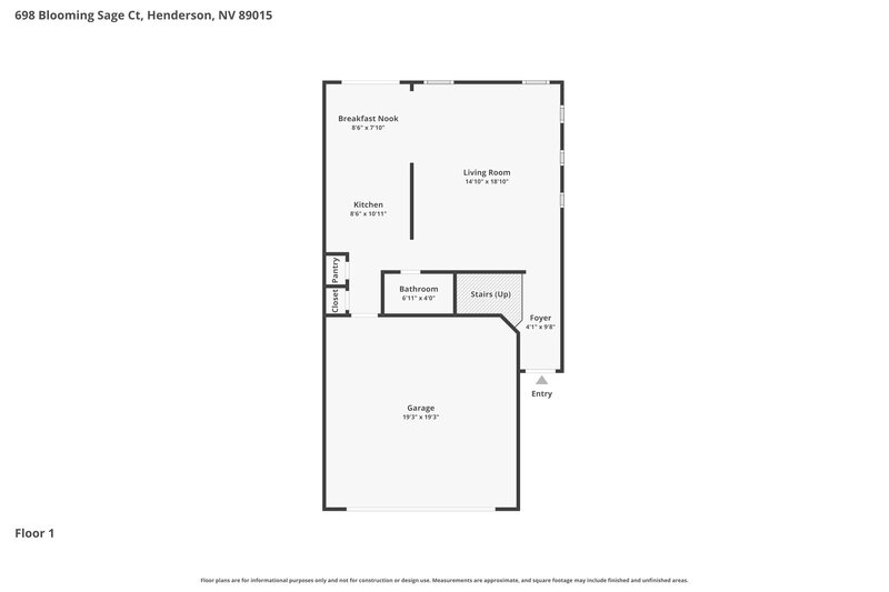 1,975/Mo, 698 Blooming Sage Court Henderson, NV 89015 Floor Plan View