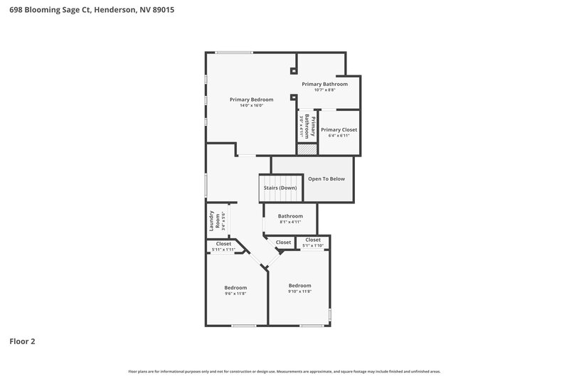 1,975/Mo, 698 Blooming Sage Court Henderson, NV 89015 Floor Plan View 2