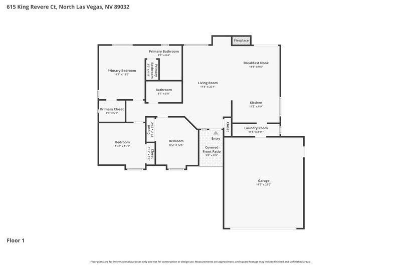 1,965/Mo, 615 King Revere Ct North Las Vegas, NV 89032 Floor Plan View