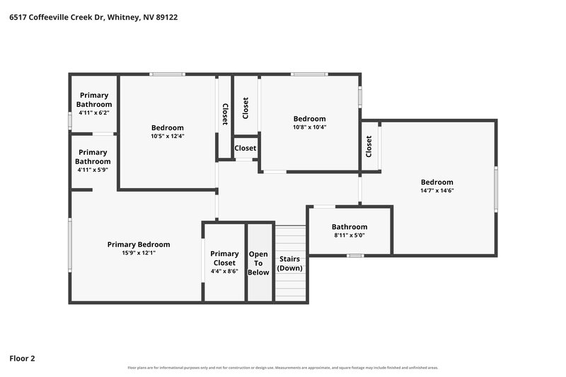 2,235/Mo, 6517 Coffeeville Creek Drive Las Vegas, NV 89122 Floor Plan View 2