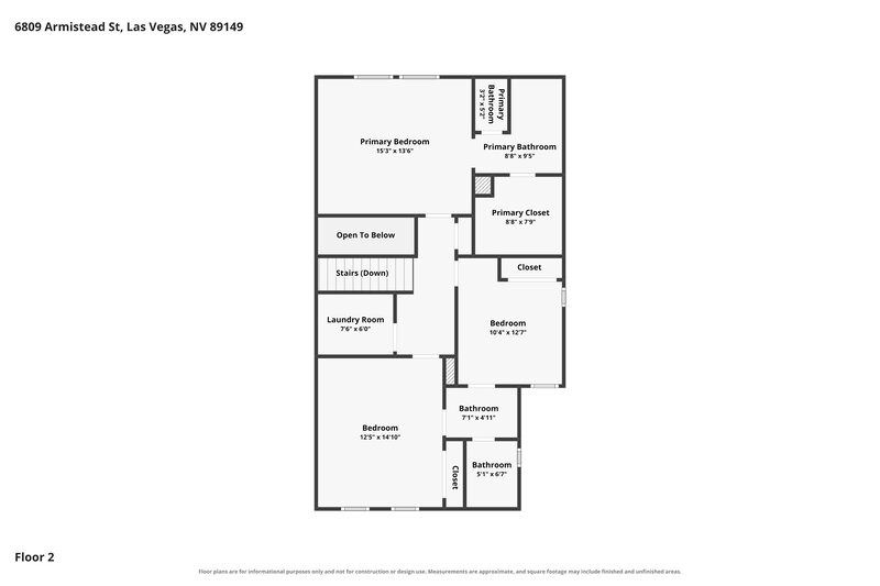 2,170/Mo, 6809 Armistead St Las Vegas, NV 89149 Floor Plan View 2