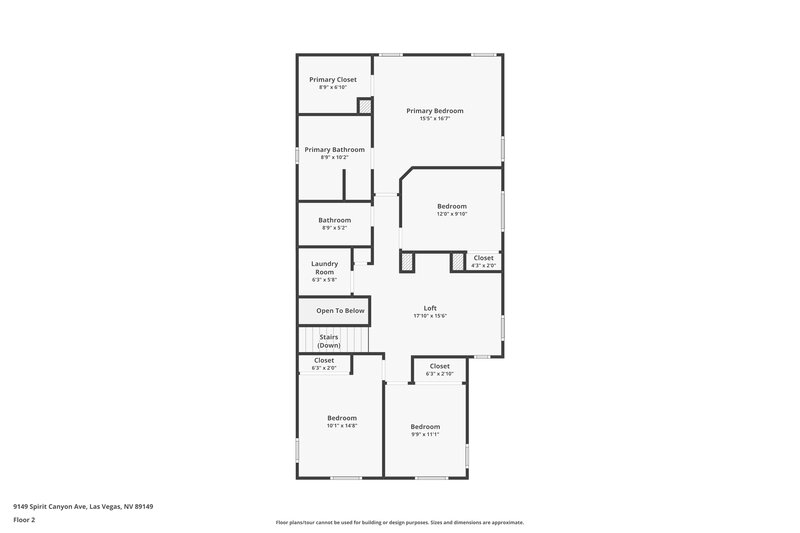 2,250/Mo, 9149 Spirit Canyon Ave Las Vegas, NV 89149 Floorplan View 2