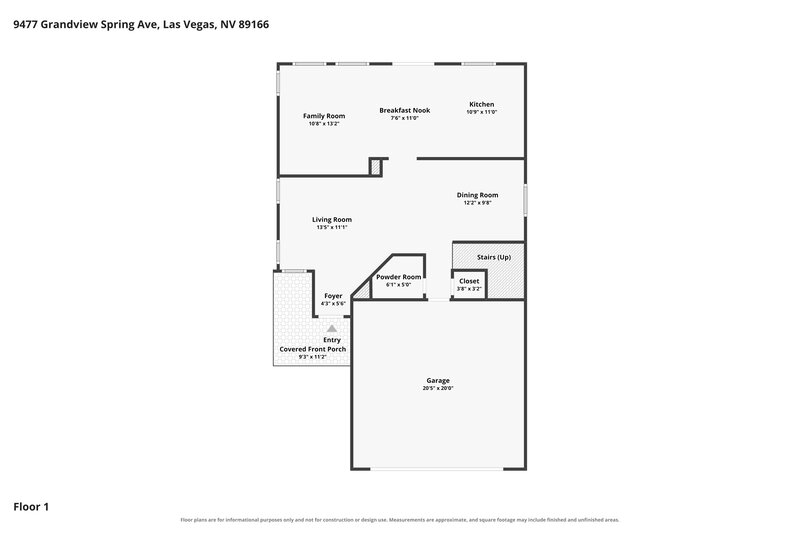 1,980/Mo, 9477 Grandview Spring Avenue Las Vegas, NV 89166 Floor Plan View