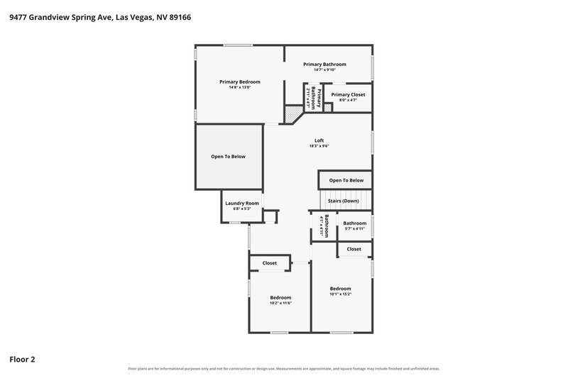 1,980/Mo, 9477 Grandview Spring Avenue Las Vegas, NV 89166 Floor Plan View 2