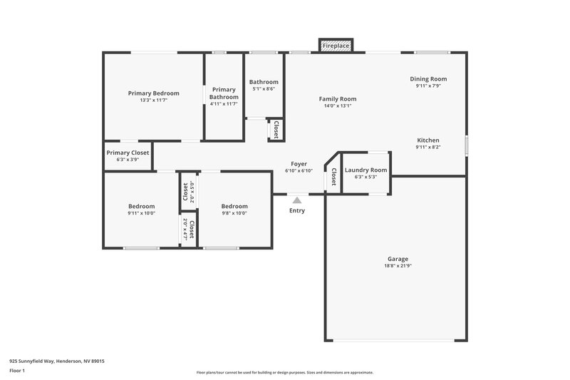 1,930/Mo, 925 Sunnyfield Way Henderson, NV 89015 Floor Plan View