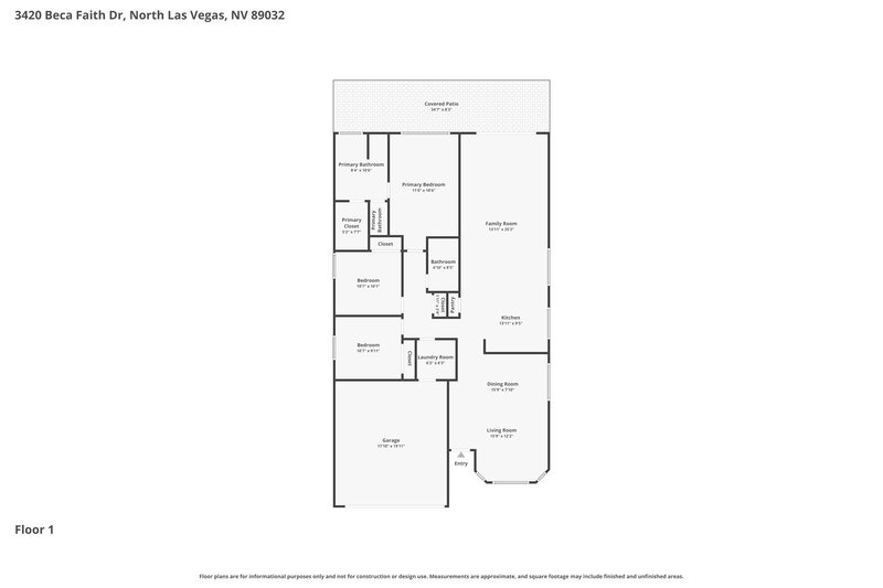 2,110/Mo, 3420 Beca Faith Drive North Las Vegas, NV 89032 Floor Plan View
