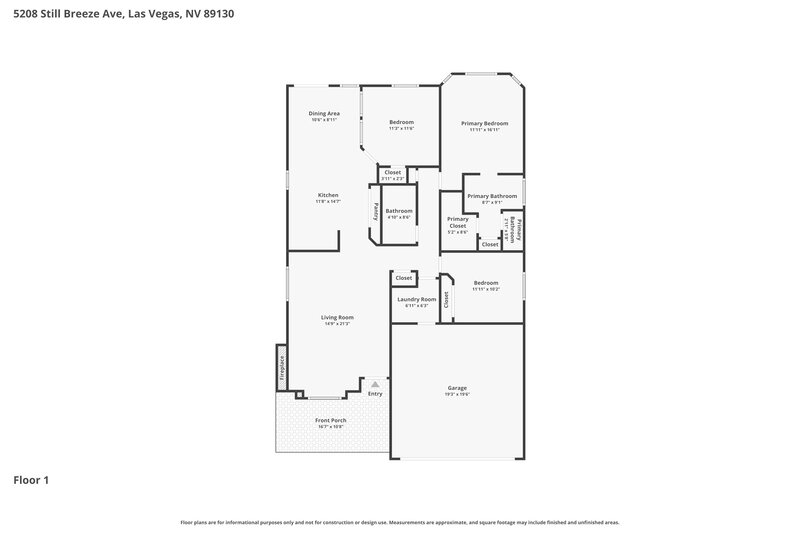 2,015/Mo, 5208 Still Breeze Ave Las Vegas, NV 89130 Floor Plan View