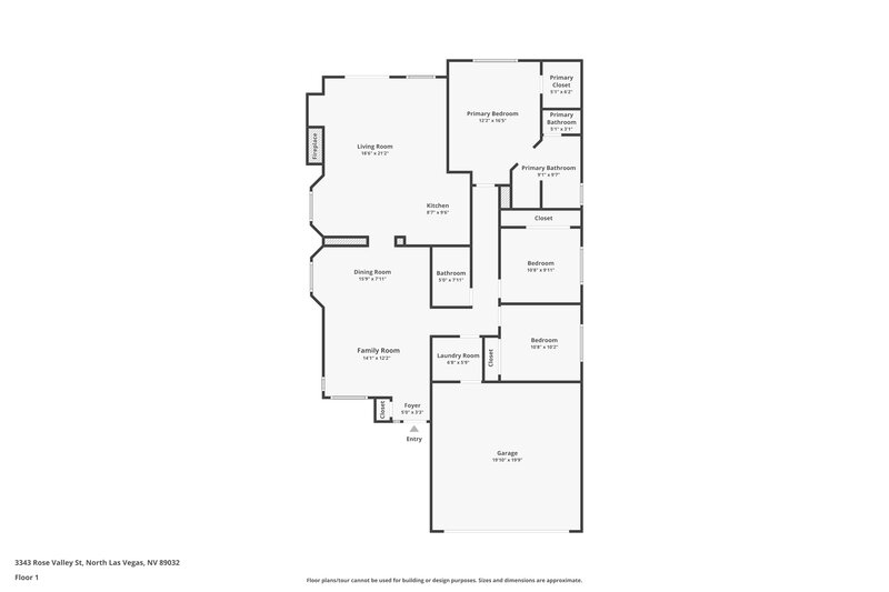 2,095/Mo, 3343 Rose Valley Street North Las Vegas, NV 89032 Floor Plan View